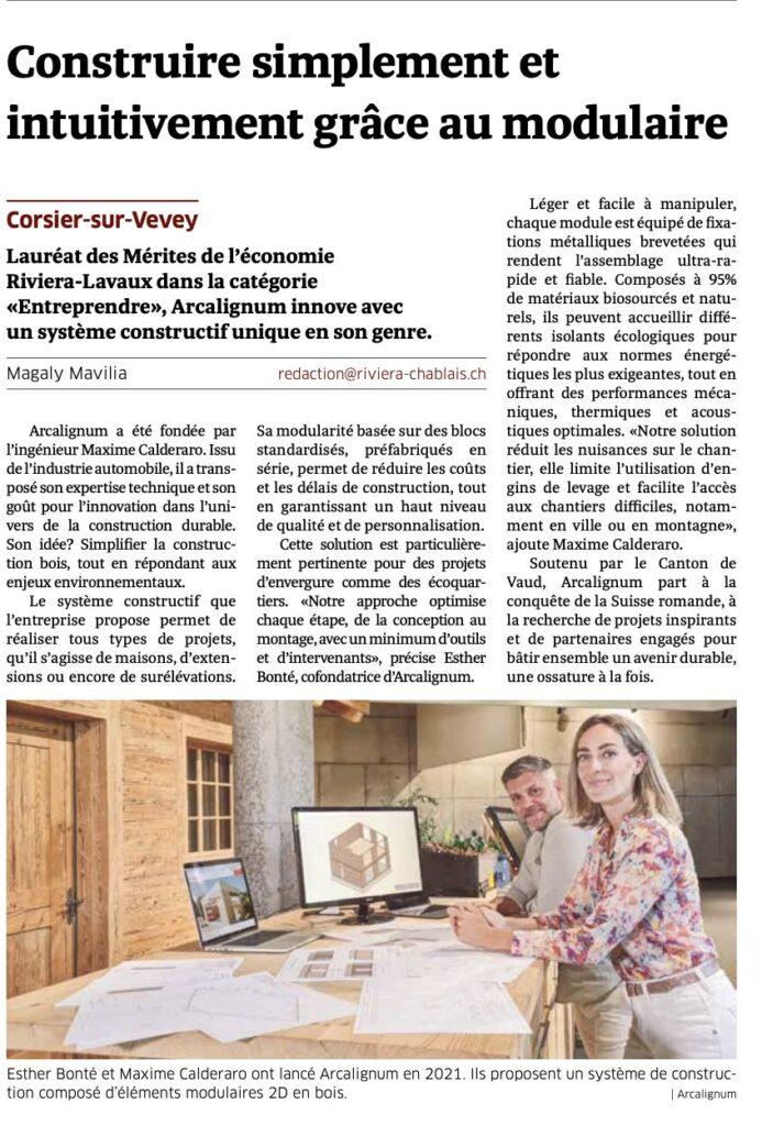 Arcalignum dans le journal Riviera Chablais Hebdo